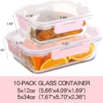 Glass Meal Prep Containers, with Airtight Lids , Microwave, Oven, Freezer and Dishwasher Safe